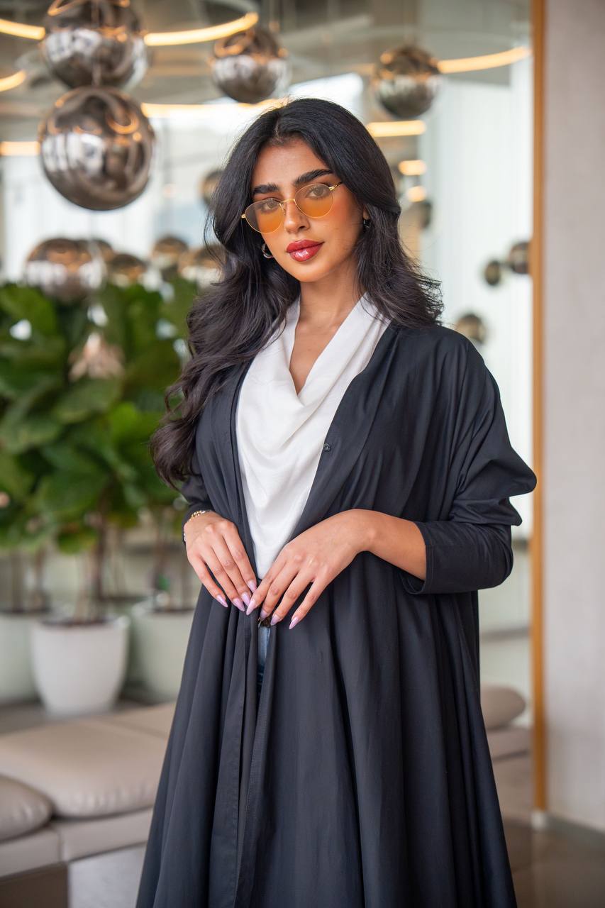 Free size abaya, made of Zara cotton, in black C:6632