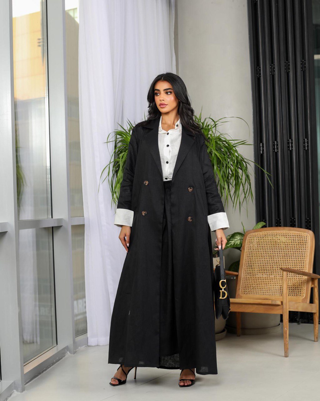 Linen Blazer C:6459BLACK
