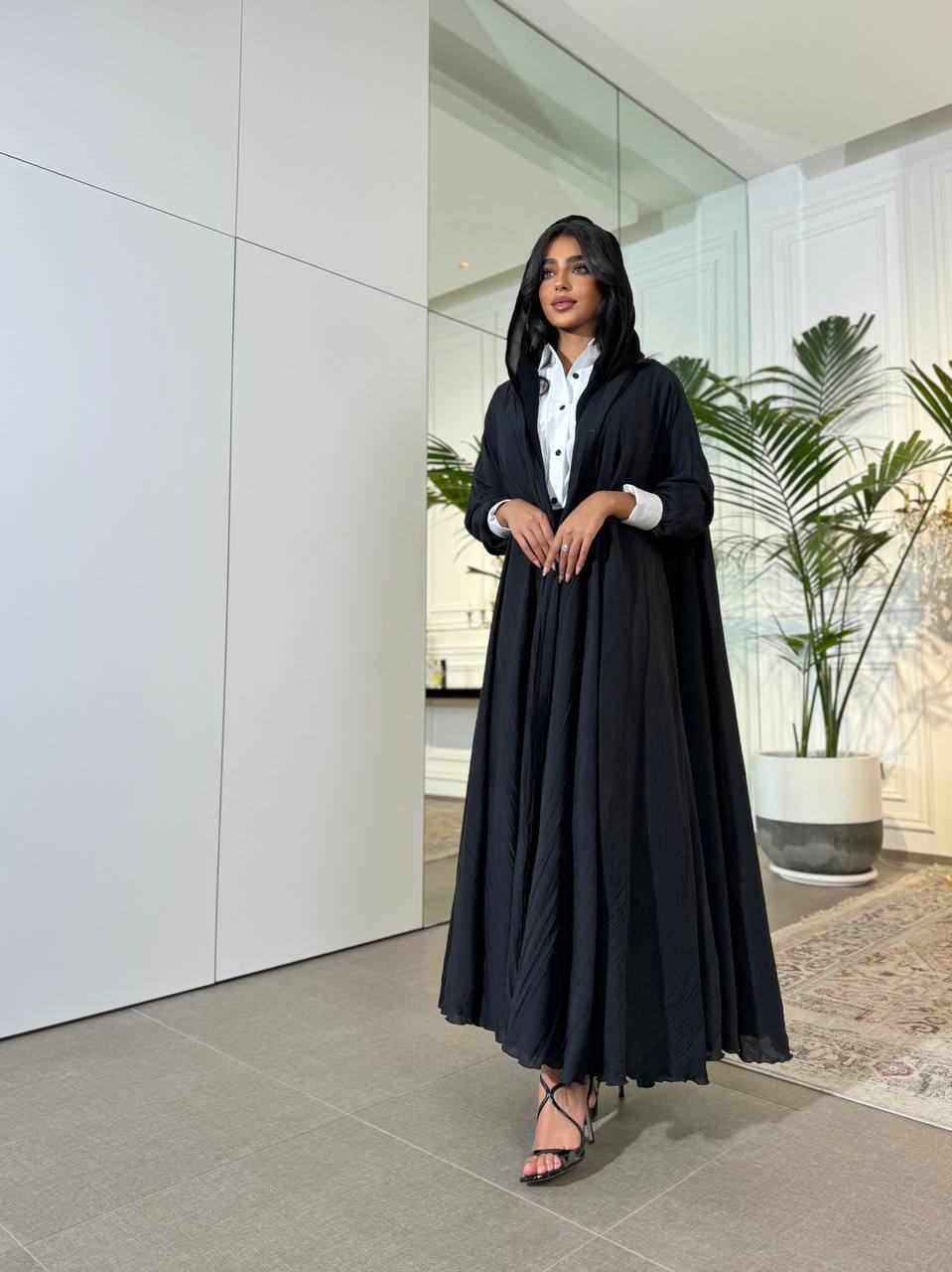 Abaya Crepe Black C:6528 Black (Free size)