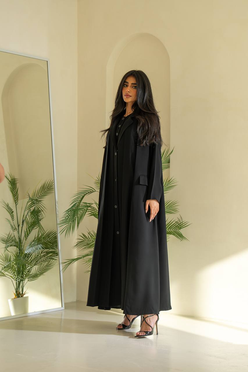 عباية كريب باللون الأسود C:6545 أسود