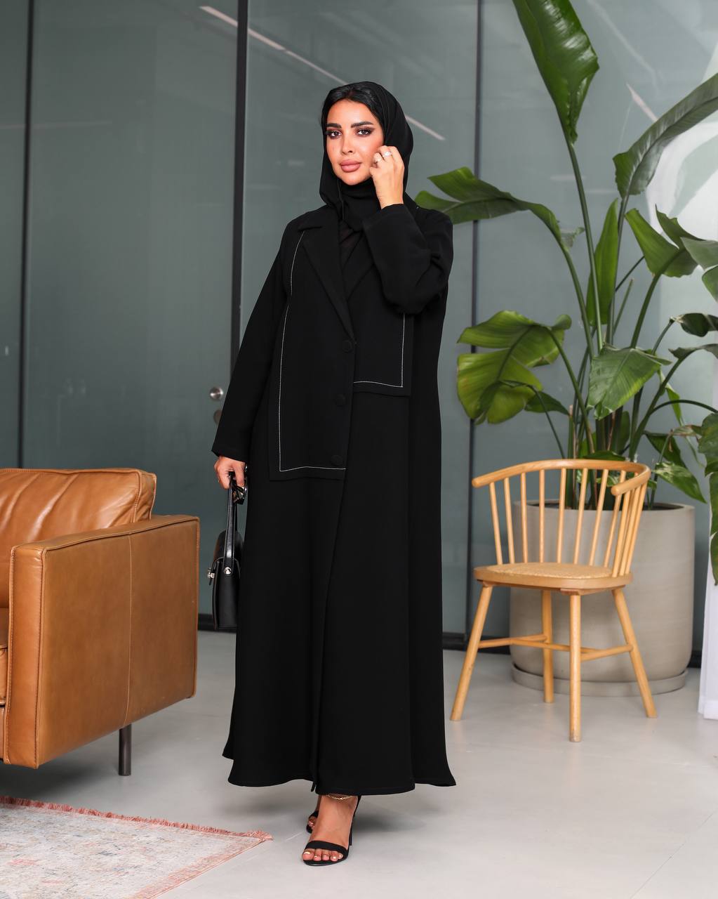Black Crepe Abaya C:6535