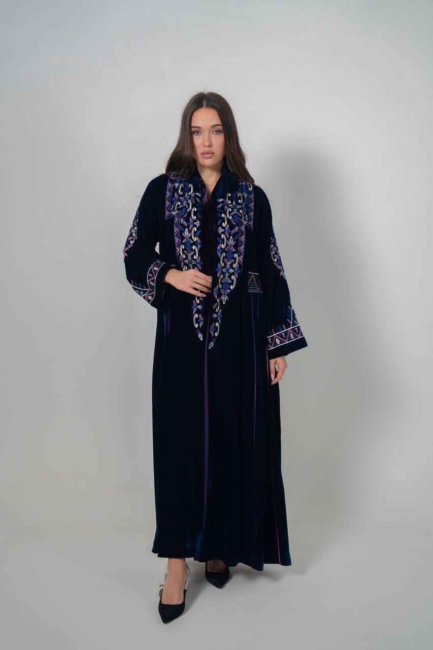 Velvet abaya with unique embroidery. C:6709