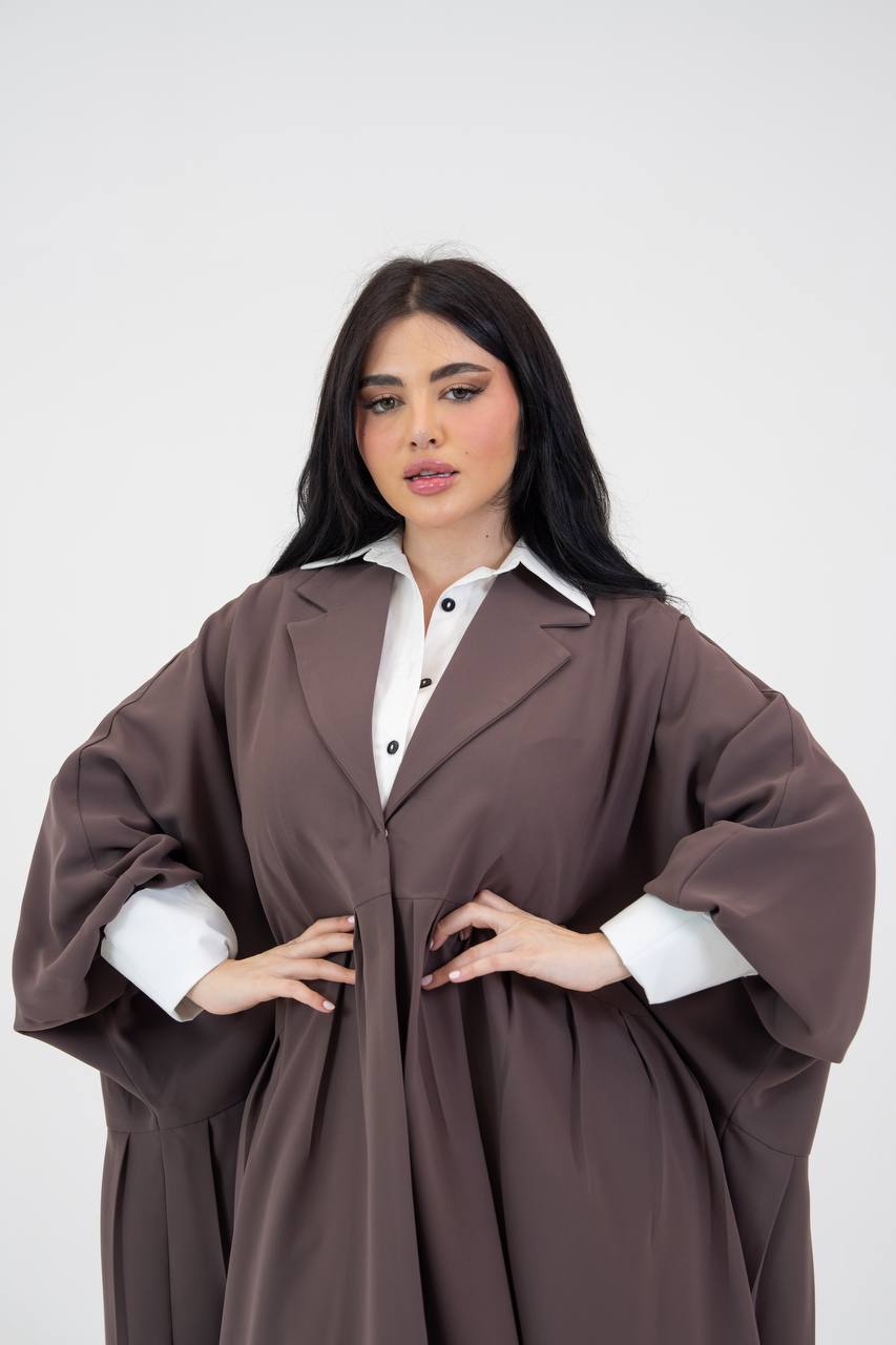 crepe abaya in brown. C:3034