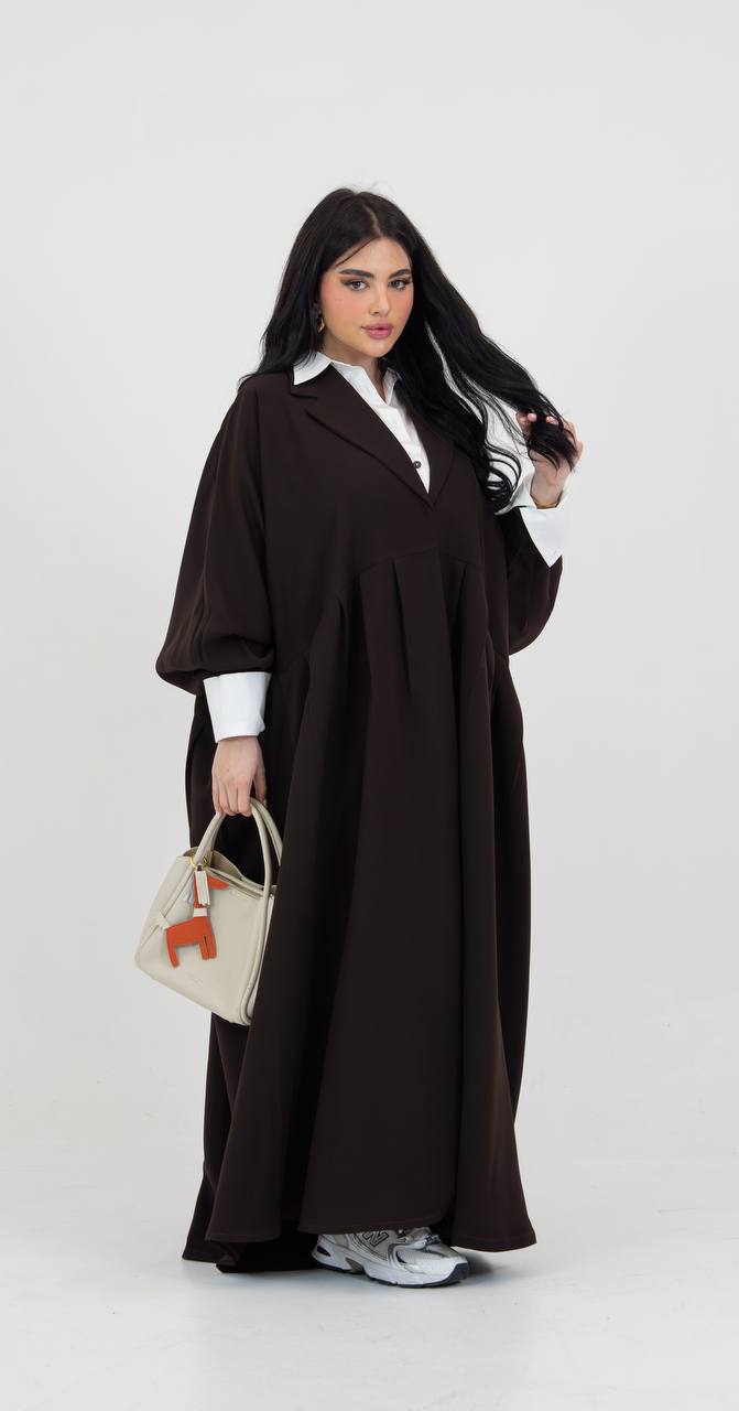 Dark brown crepe abaya. C:3034