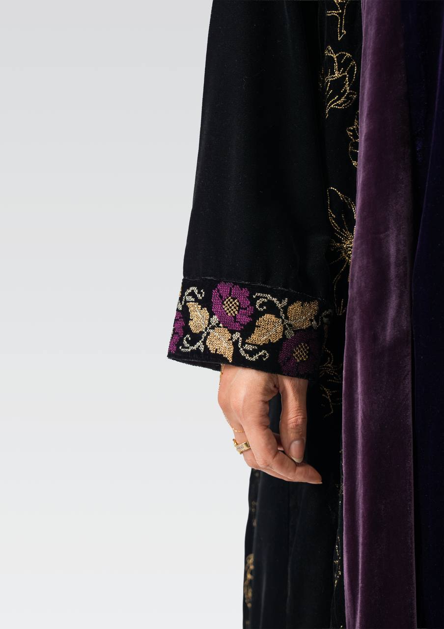 Velvet abaya with embroidery.C:6834