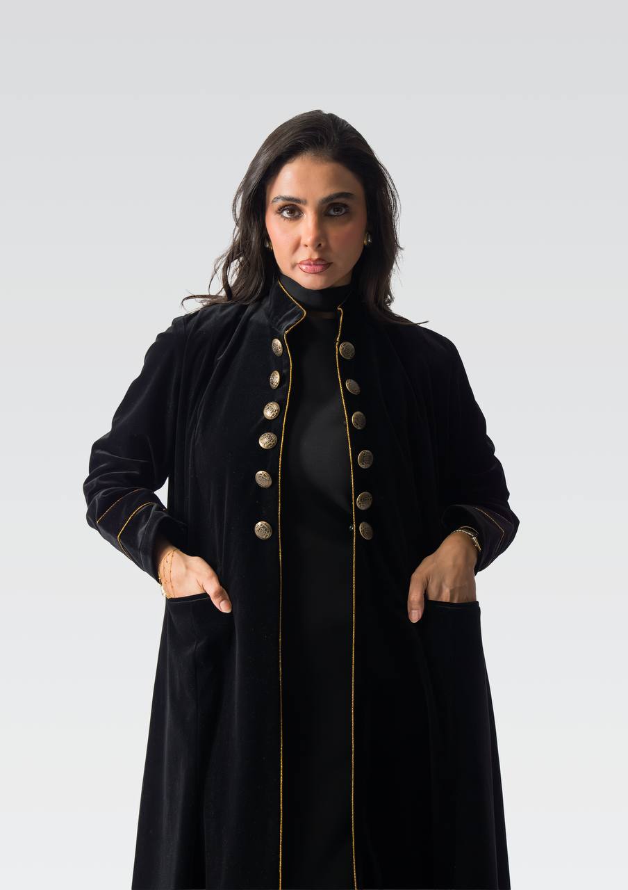 Black velvet abaya.C:6836 Black