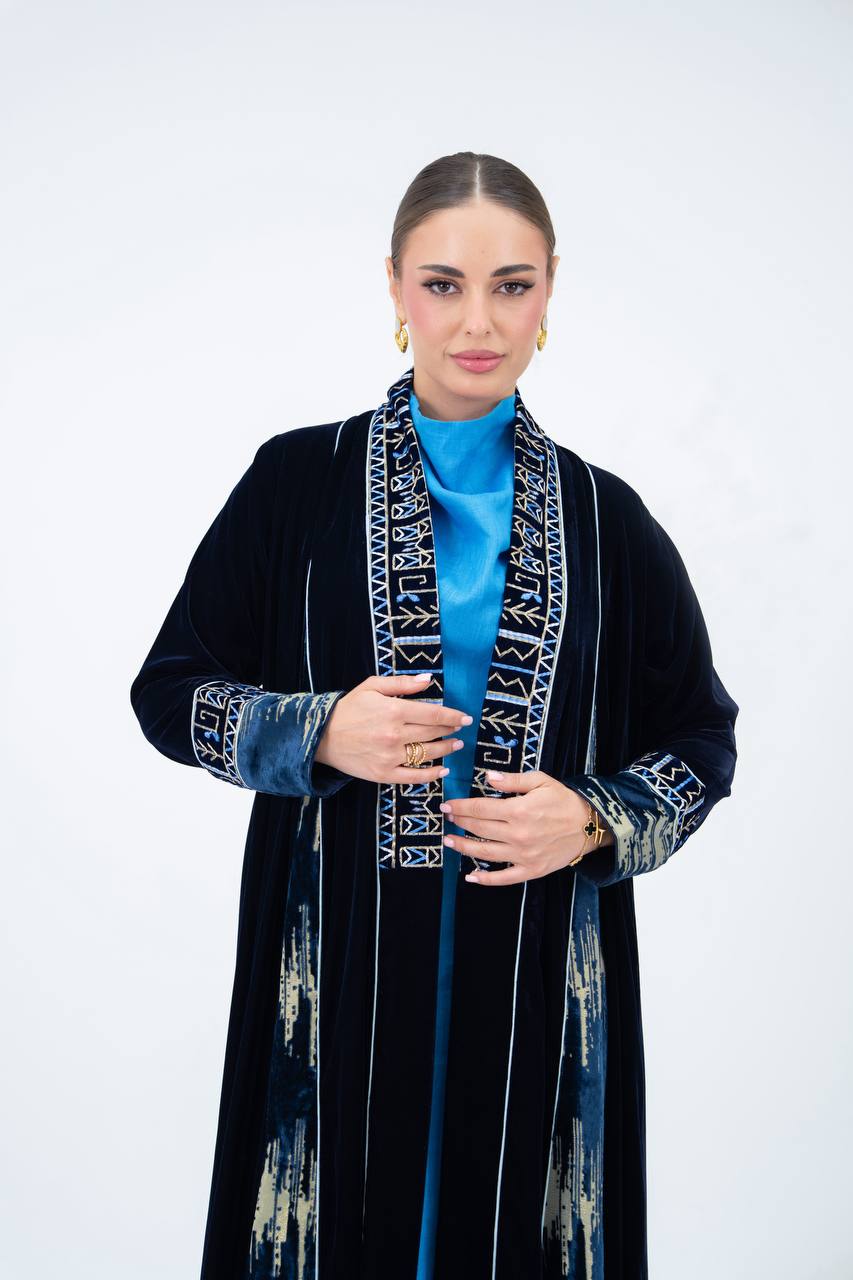 Velvet abaya with embroidery.C:6847