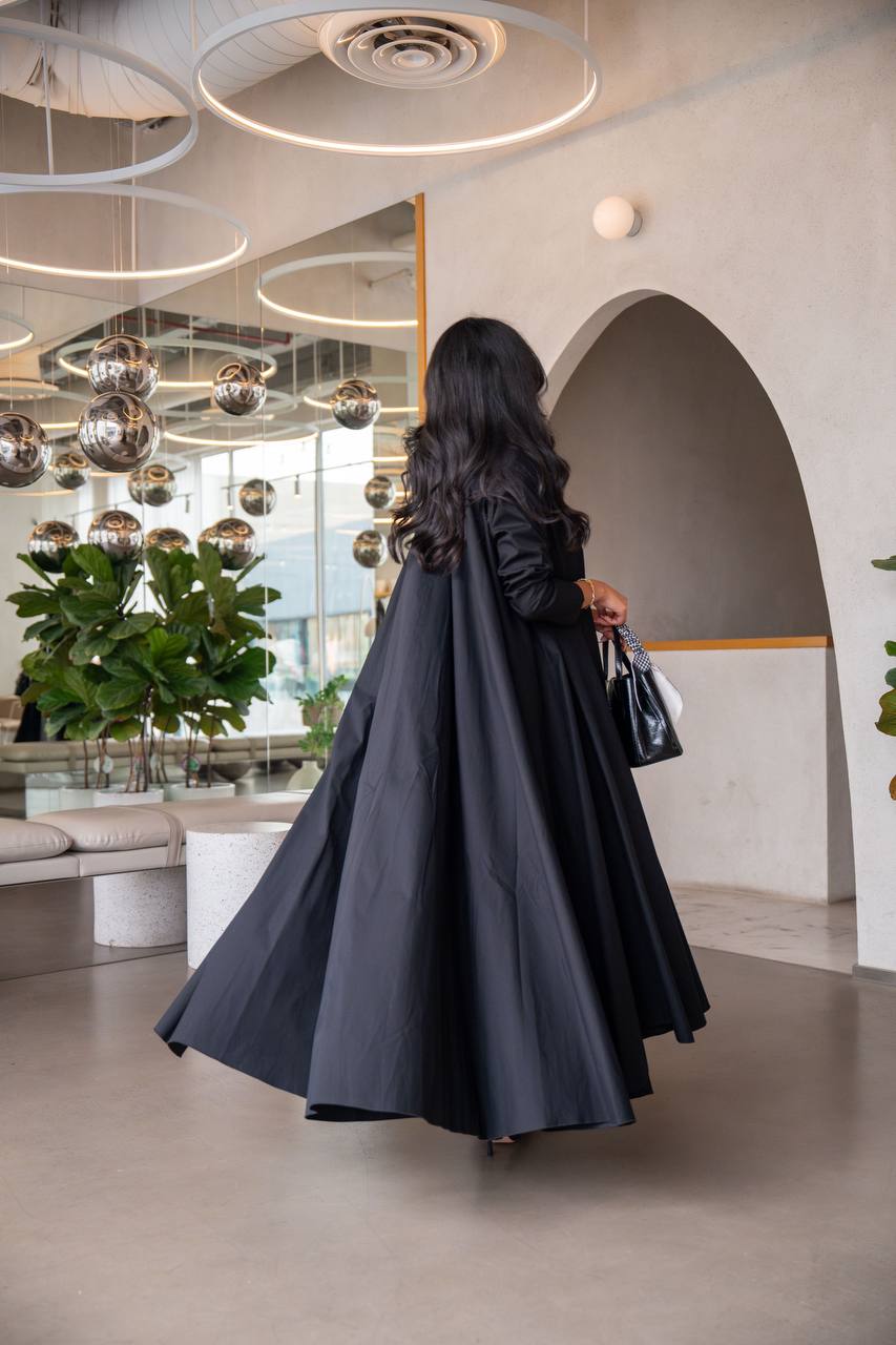 Free size abaya, made of Zara cotton, in black C:6632