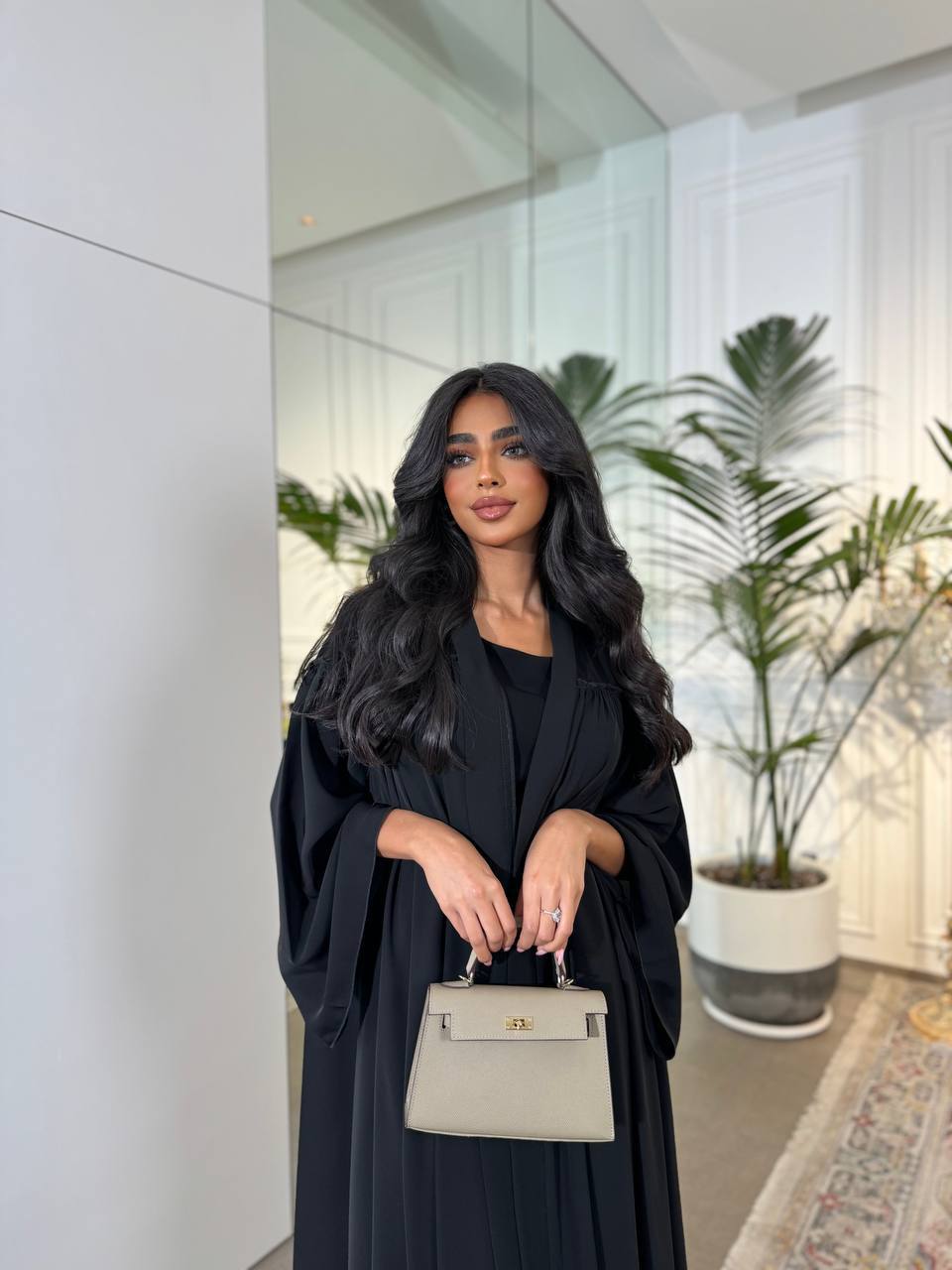 Raw Abaya Nada With Crepe C:6522 Black (Free size)