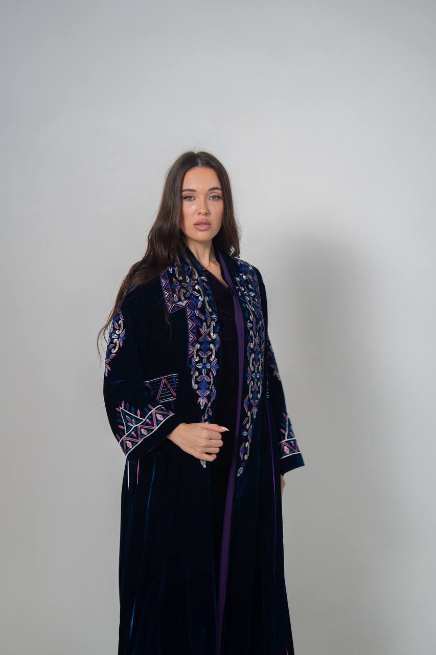 Velvet abaya with unique embroidery. C:6709