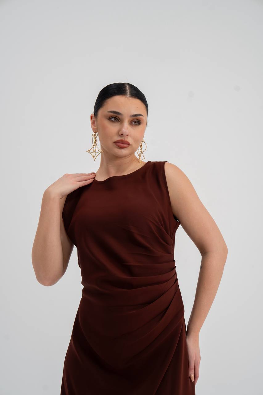 brown crepe dress. C:226