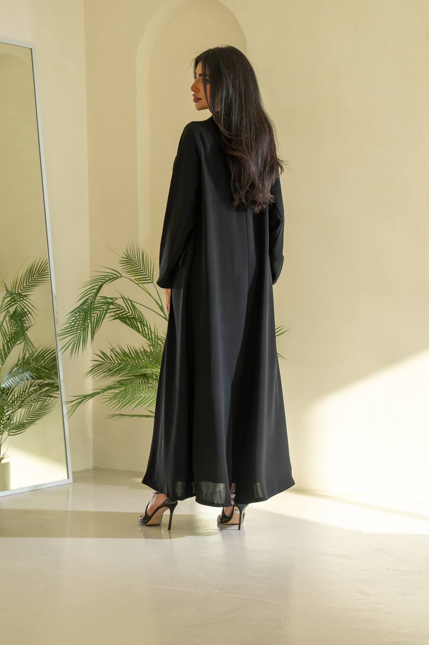 عباية كريب باللون الأسود C:6545 أسود