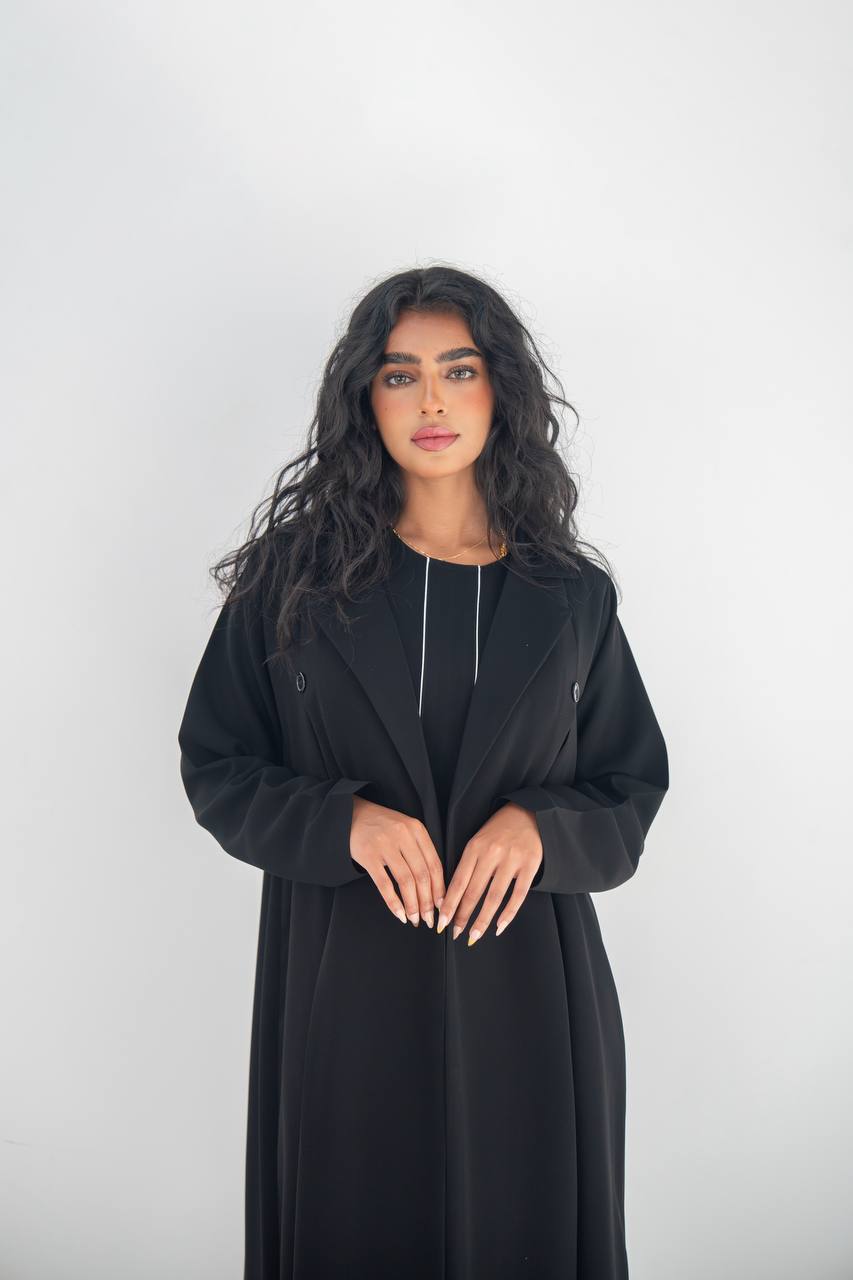 Black crepe blazer abaya with inner set c: 6642 black set
