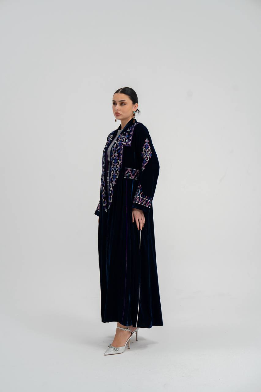 Velvet abaya with unique embroidery. C:6709