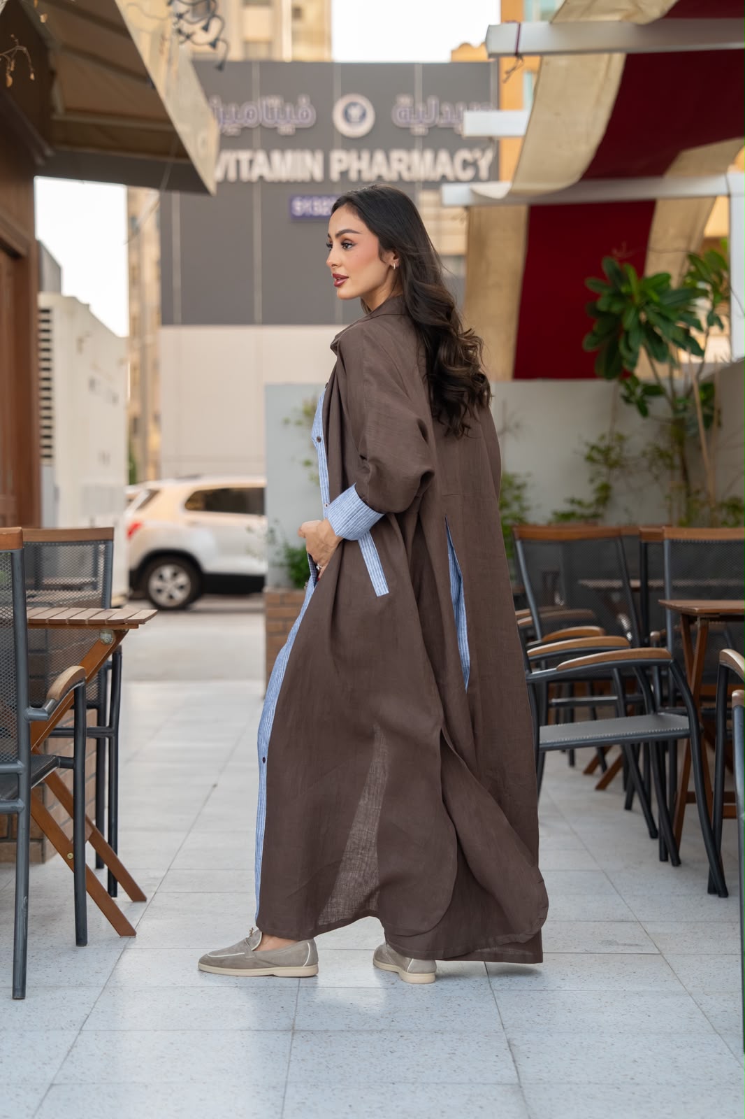 Brown trench coat.C:6818