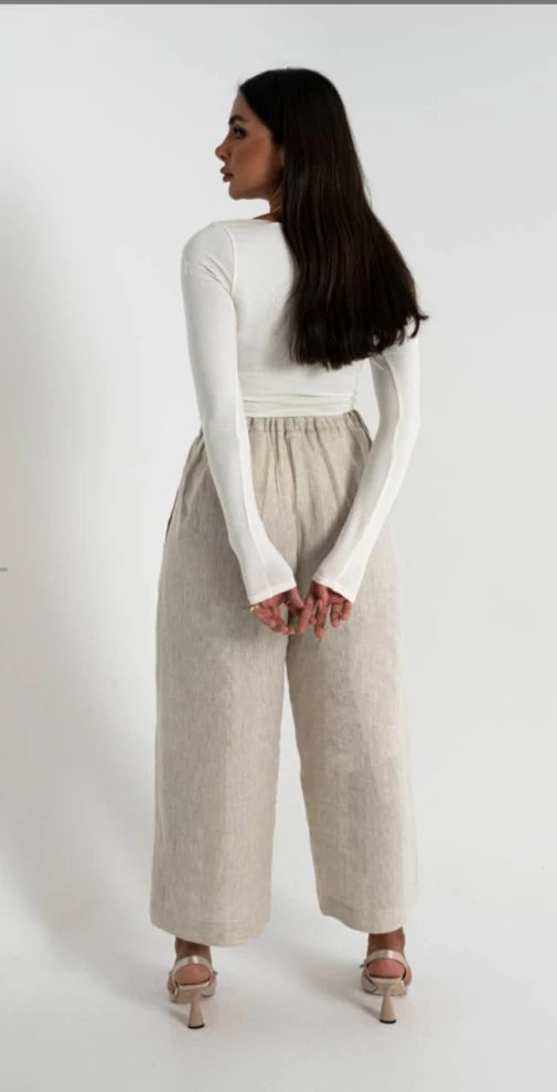 PANTS LINEN BEIGE C:PL1553-Beige