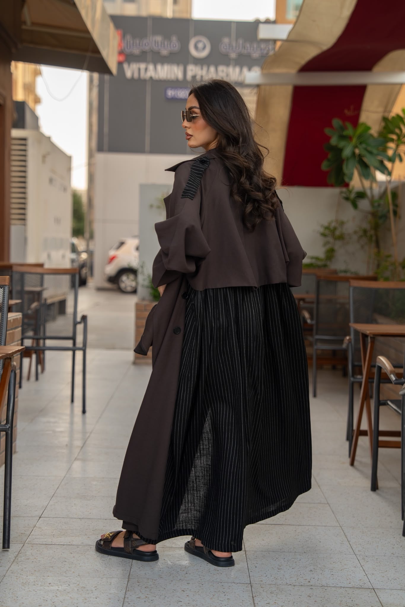 Brown linen and cotton blazer.C:6815