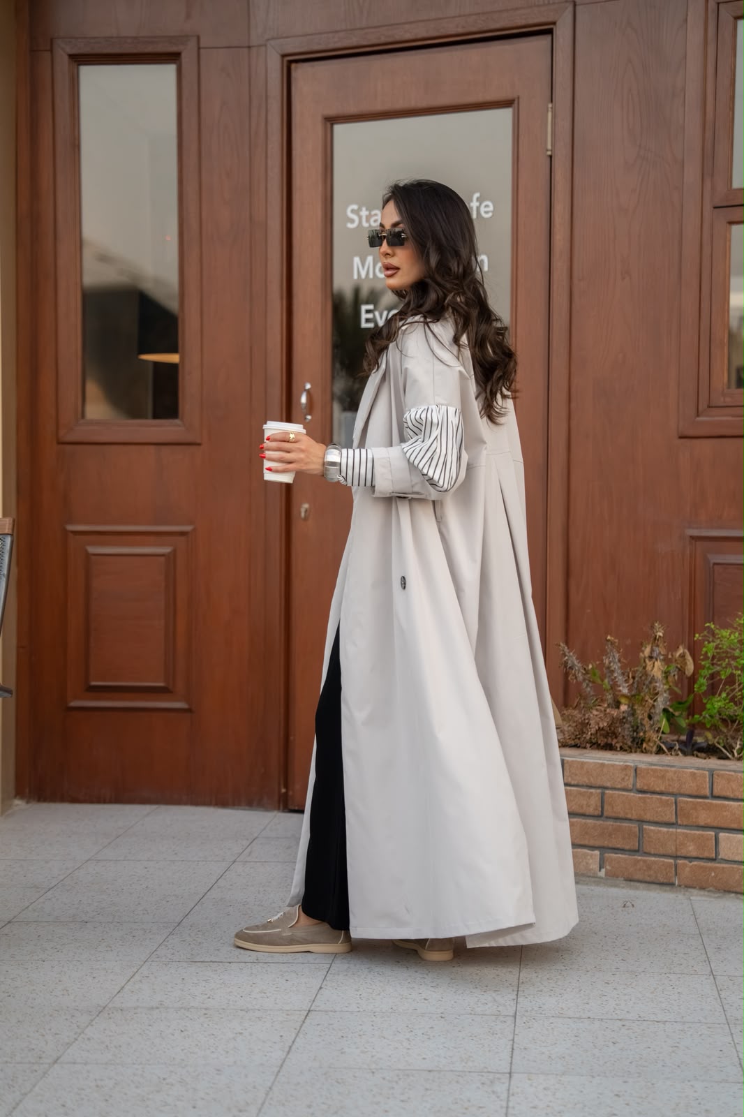 Light beige cotton trench coat.C:6816