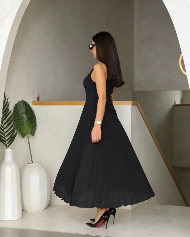 DRESS CREPE PLEATED CLOSH C:112