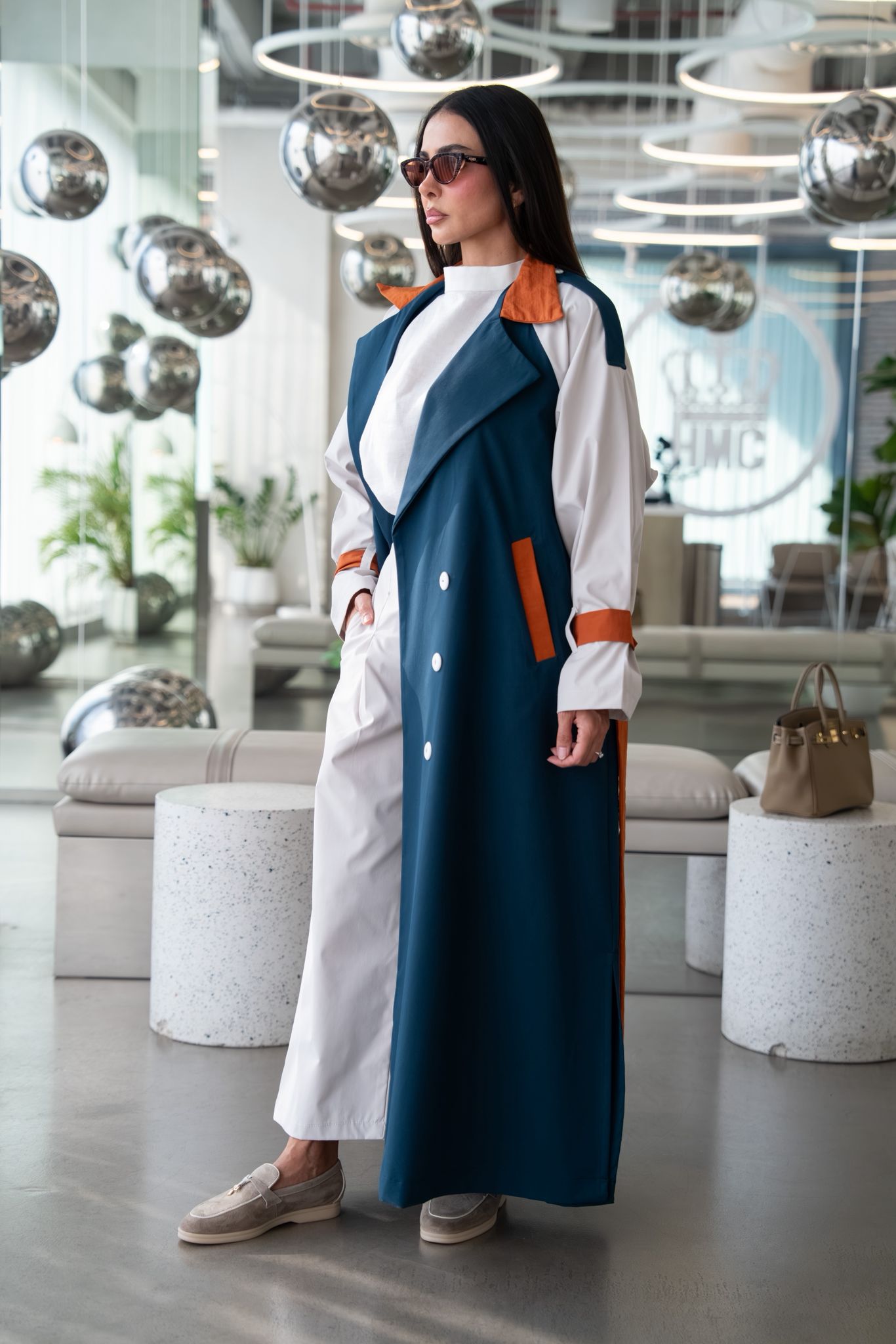 Dark blue trench coat. C:6815