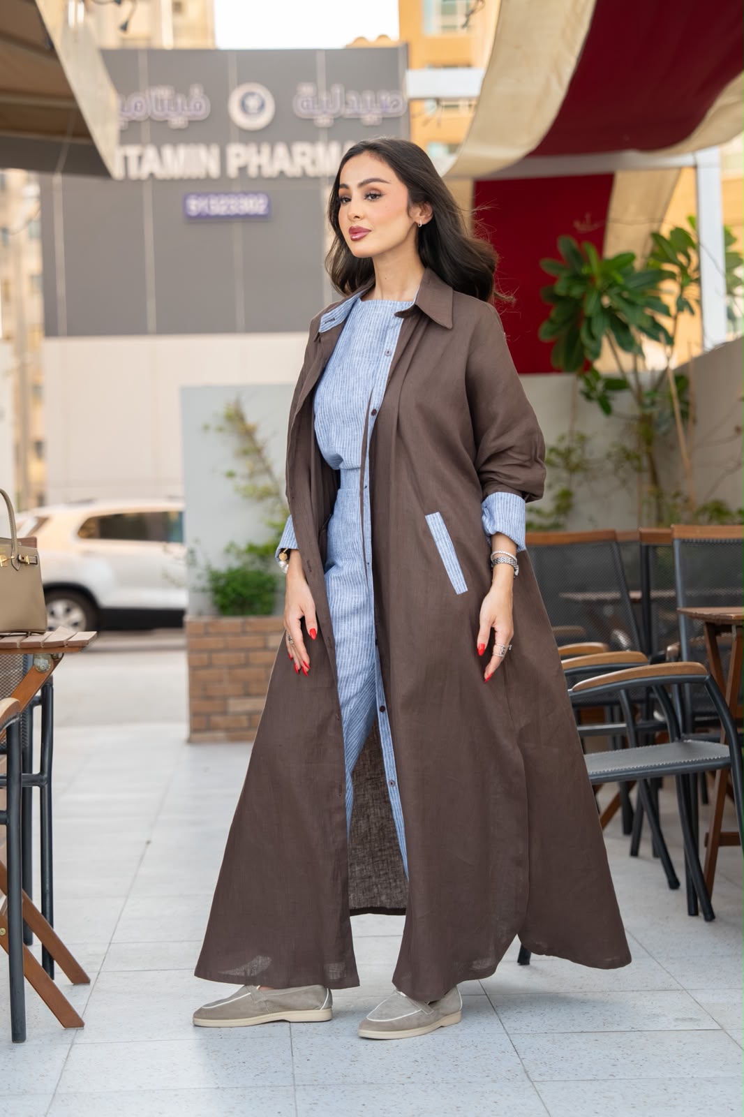 Brown trench coat.C:6818