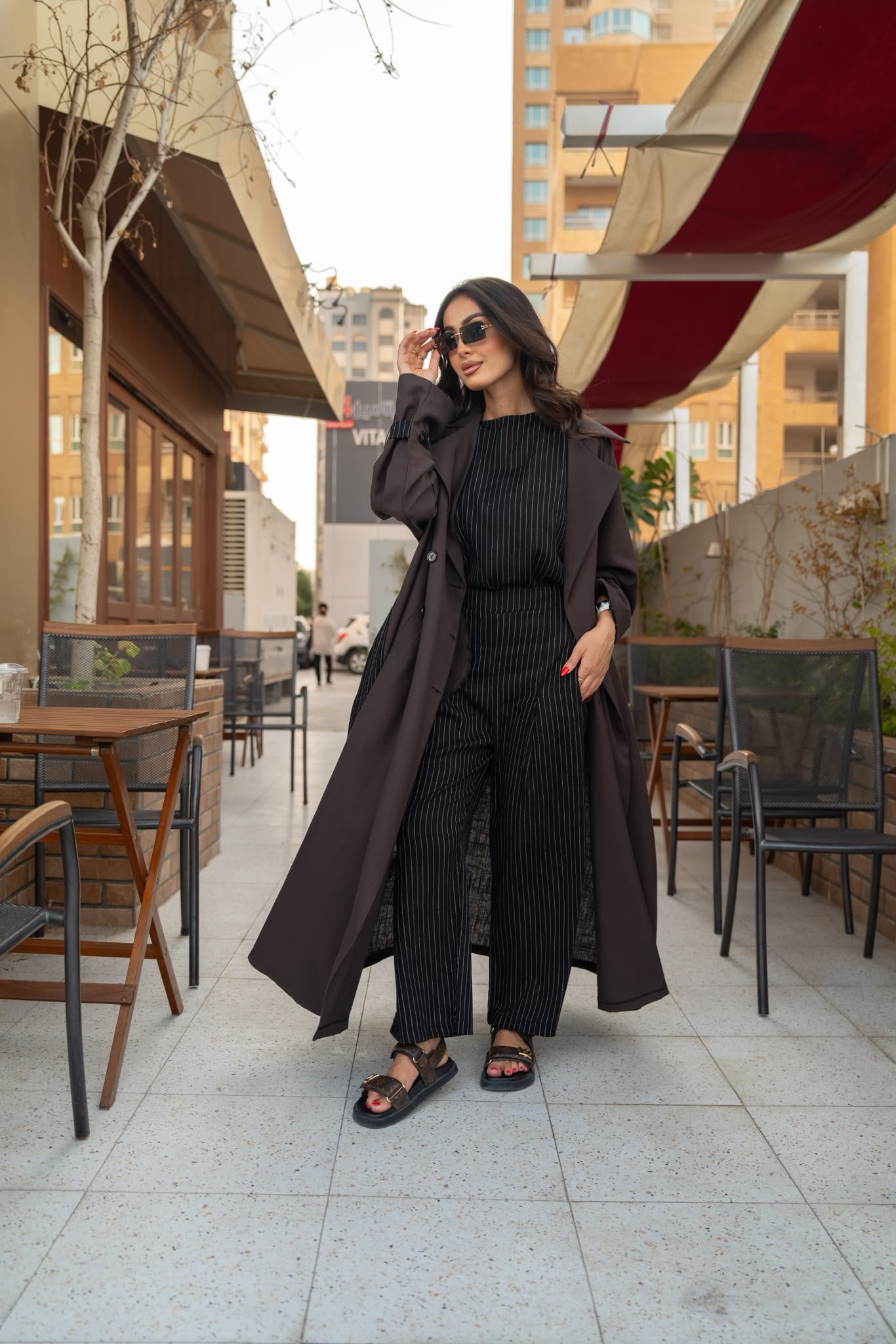 Brown linen and cotton blazer.C:6815