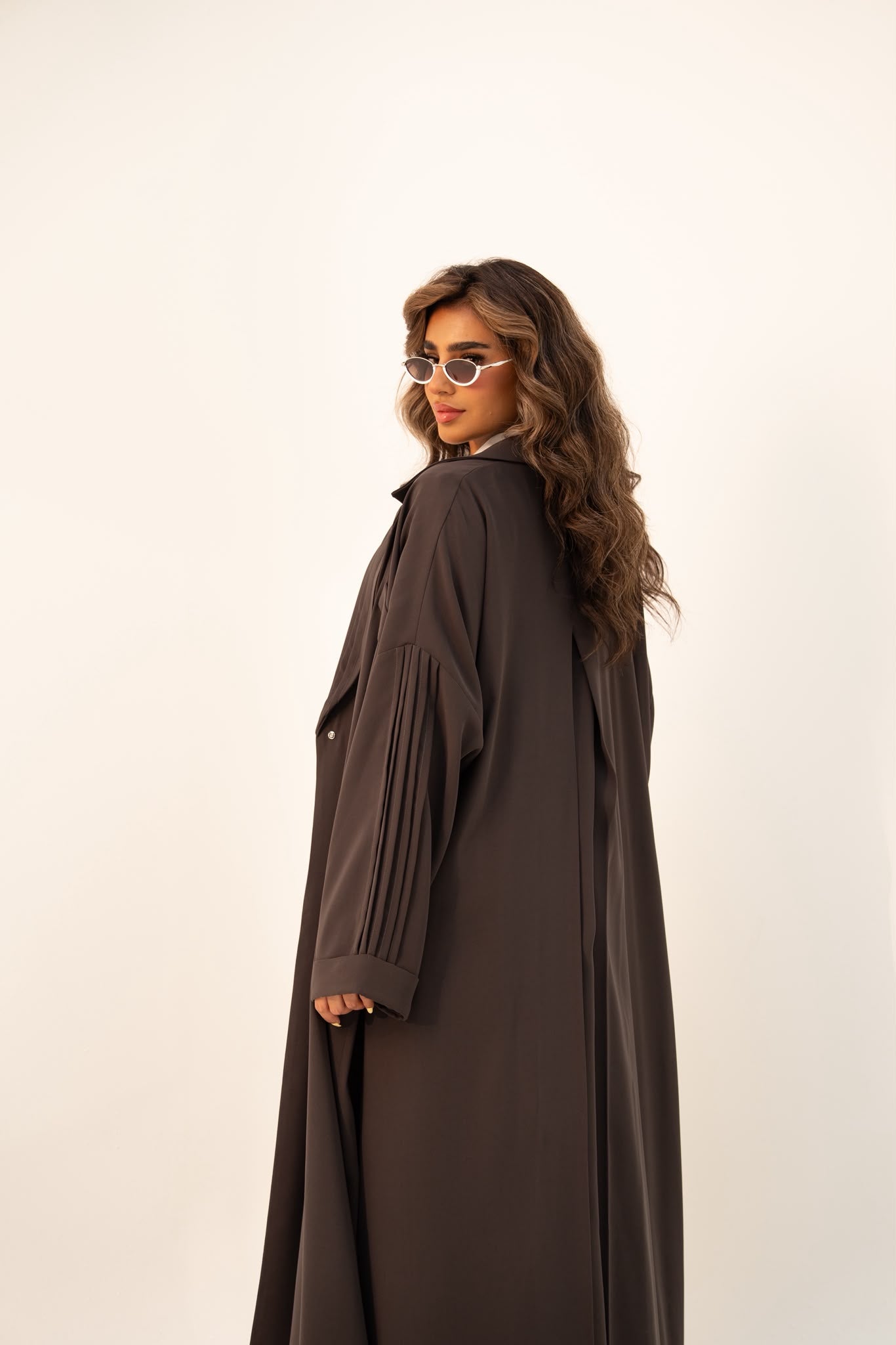 Brown crepe abaya, free size. C:6810