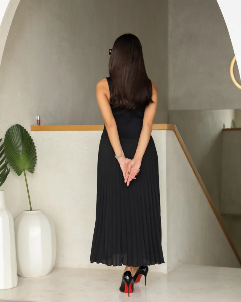 DRESS CREPE PLEATED CLOSH C:112