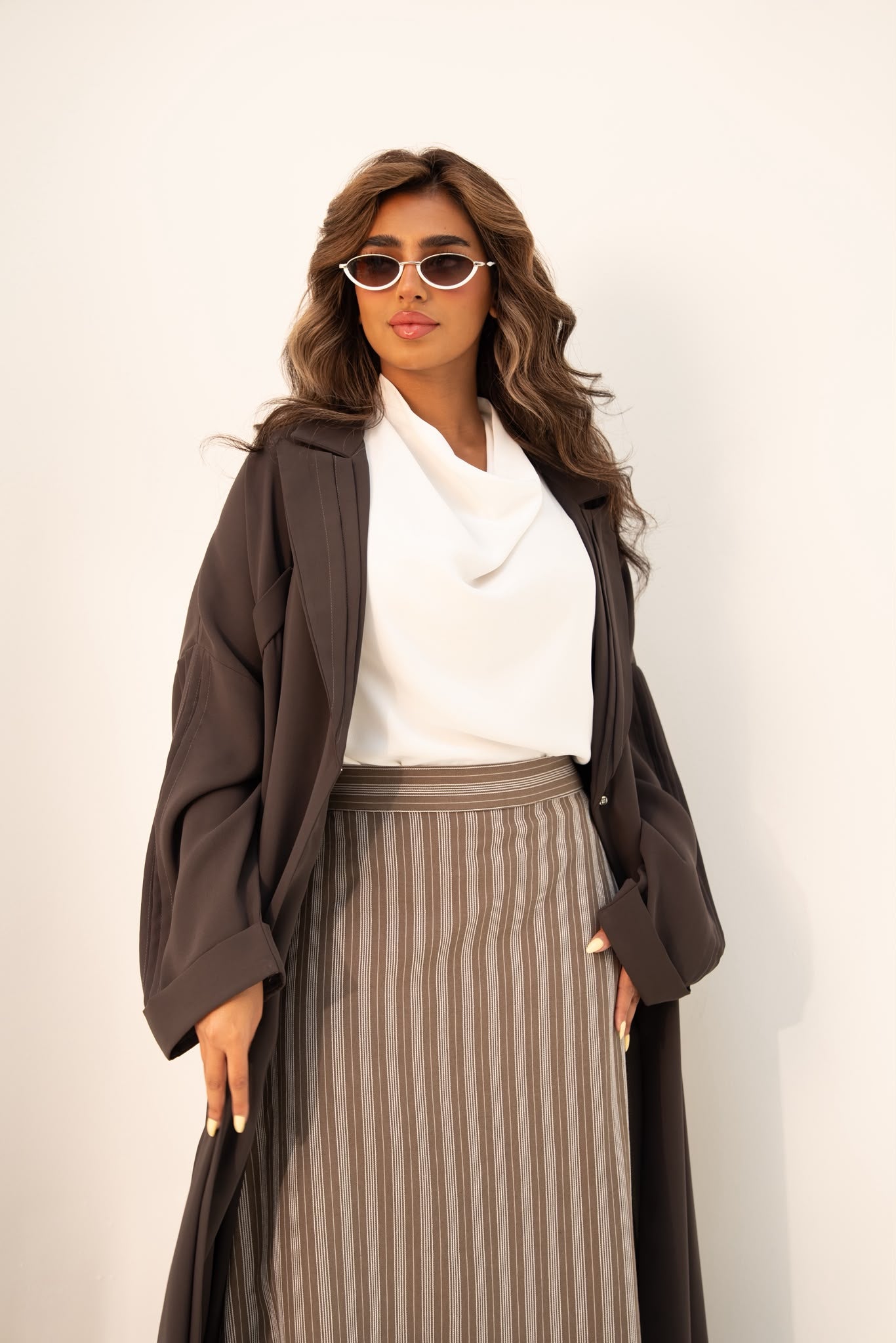 Brown crepe abaya, free size. C:6810
