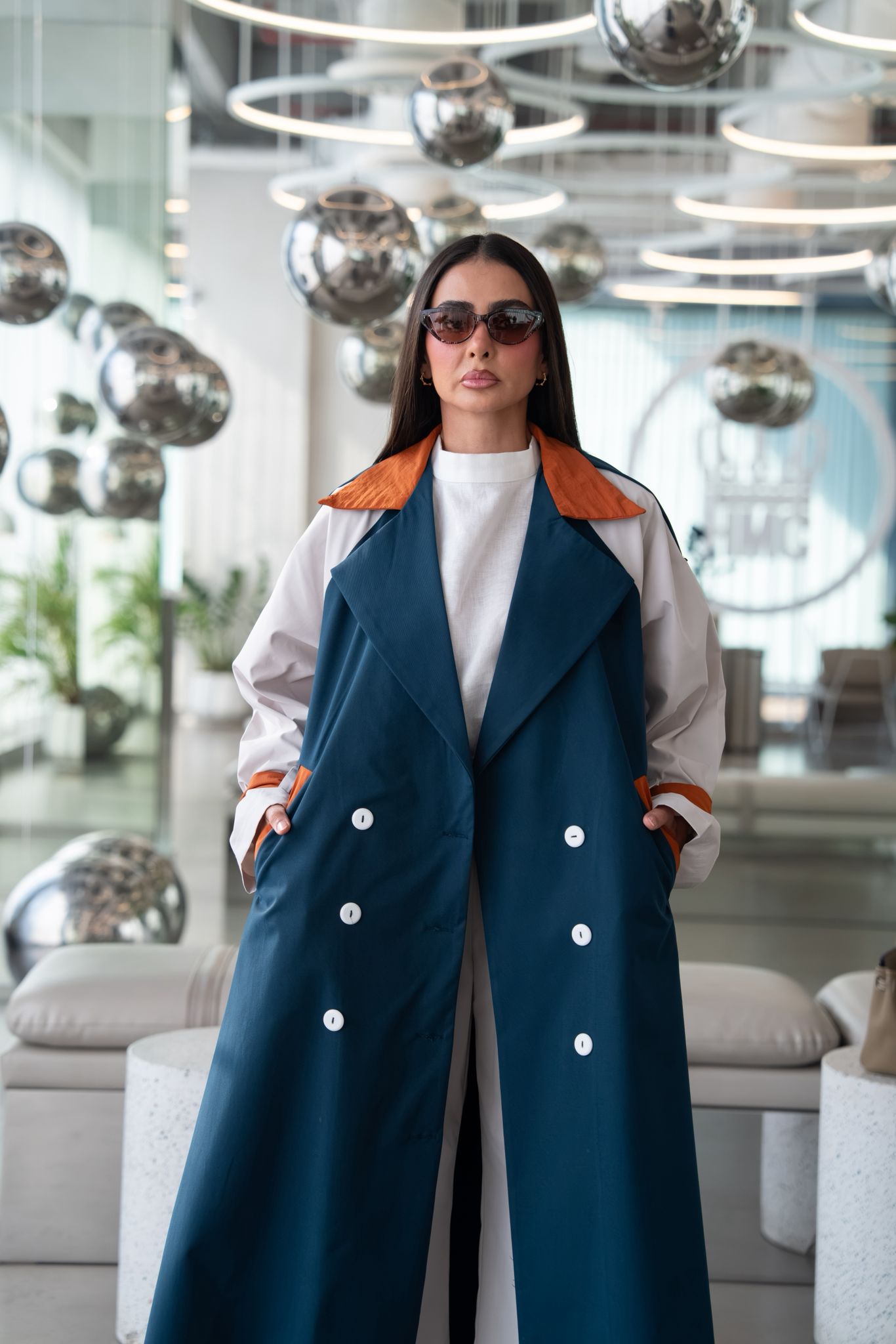 Dark blue trench coat. C:6815