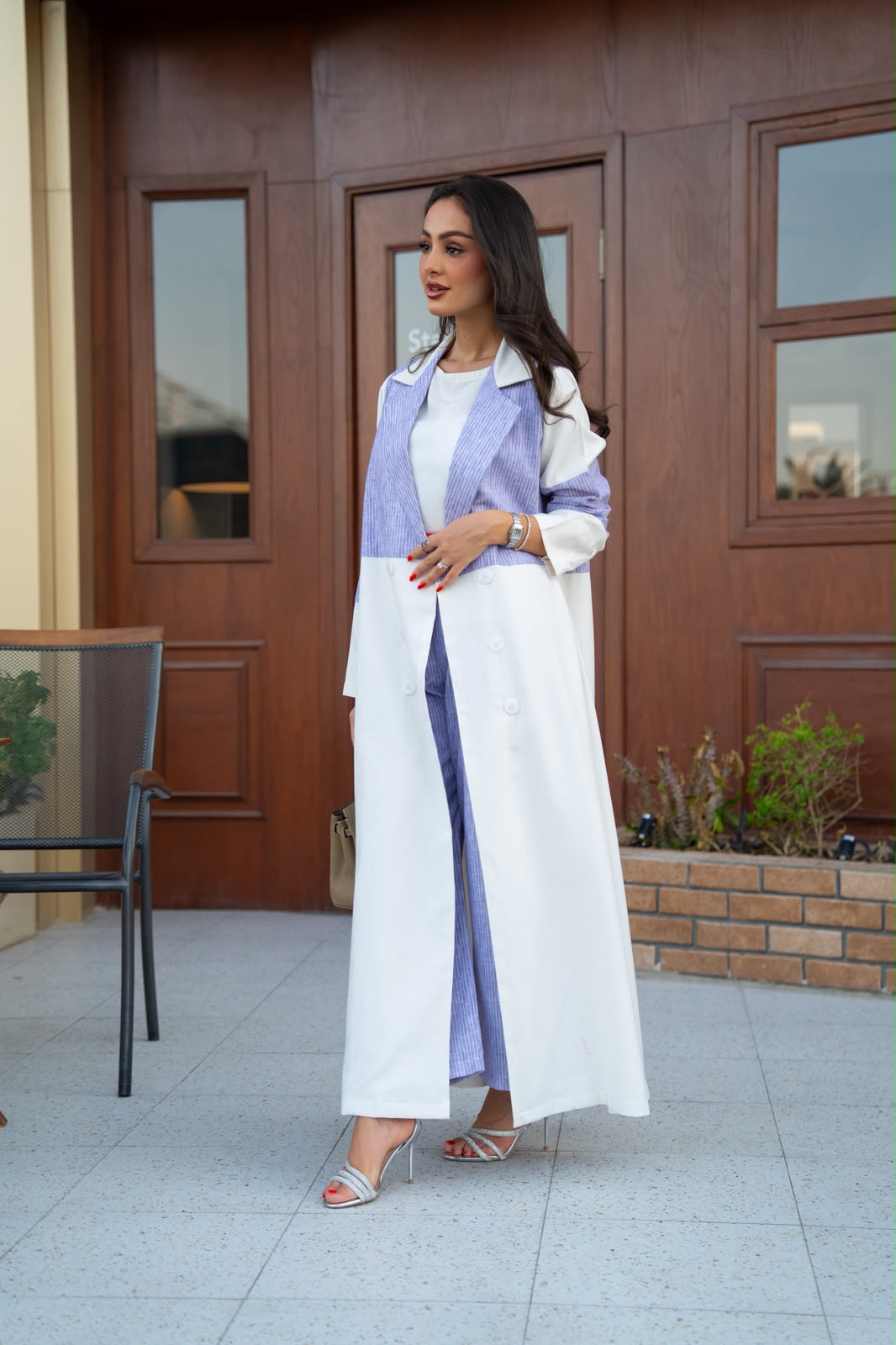 Linen blazer abaya with crepe.C:6817