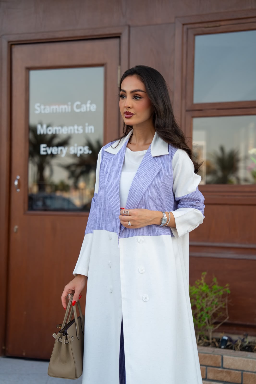 Linen blazer abaya with crepe.C:6817