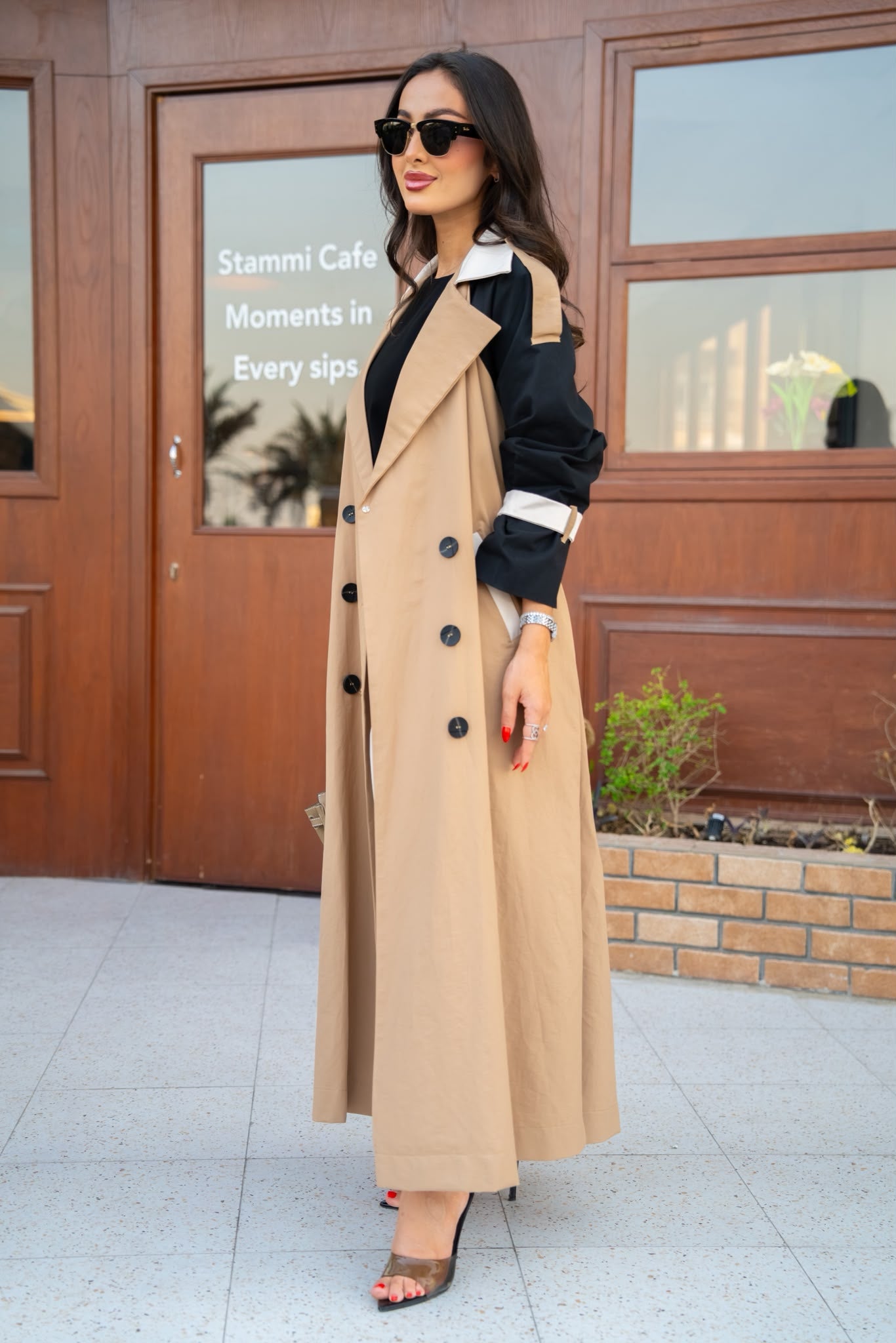 Beige trench coat.C:6815