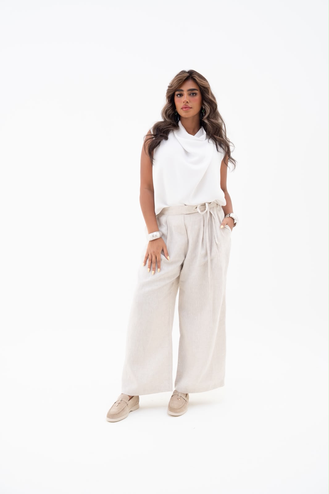 Blouse and pants set, linen. C:245