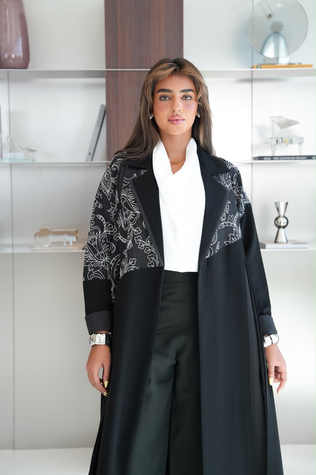 Black crepe abaya with embroidery.C:6793