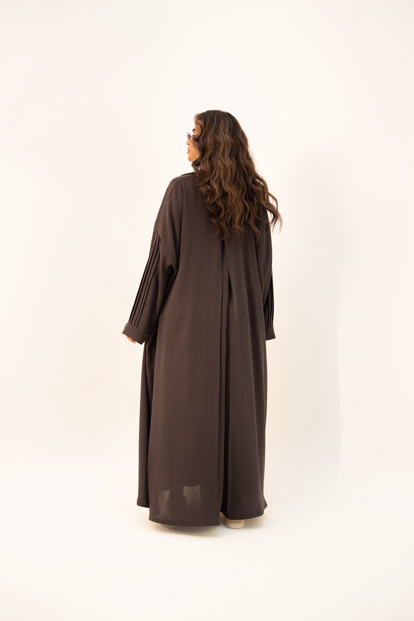 Brown crepe abaya, free size. C:6810