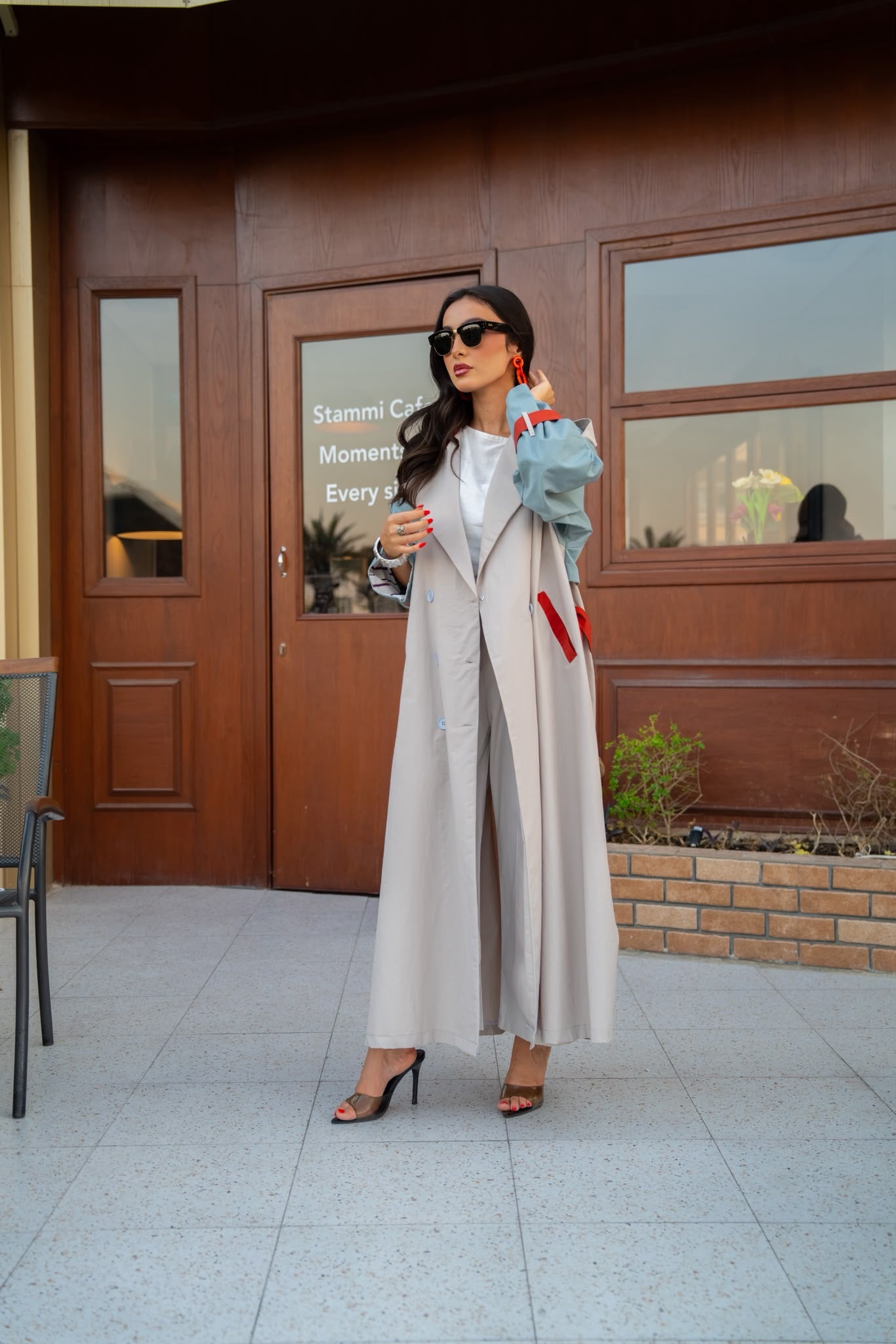 Gray trench coat.C:6815