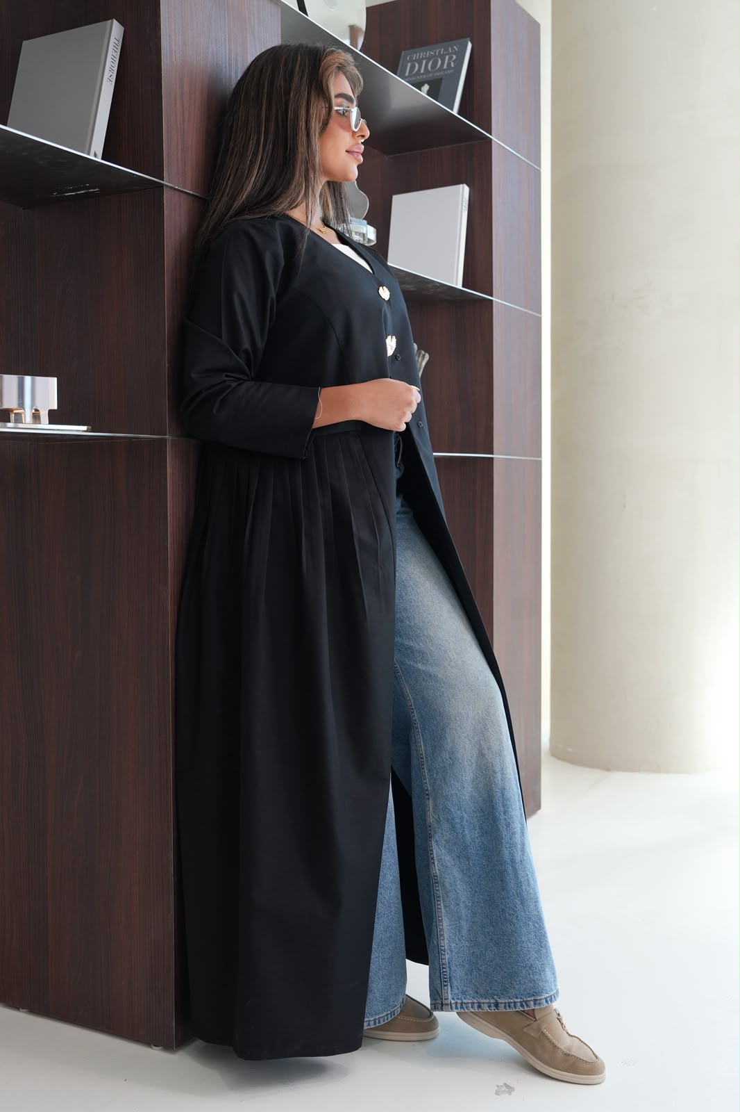 black crepe abaya. C:6814