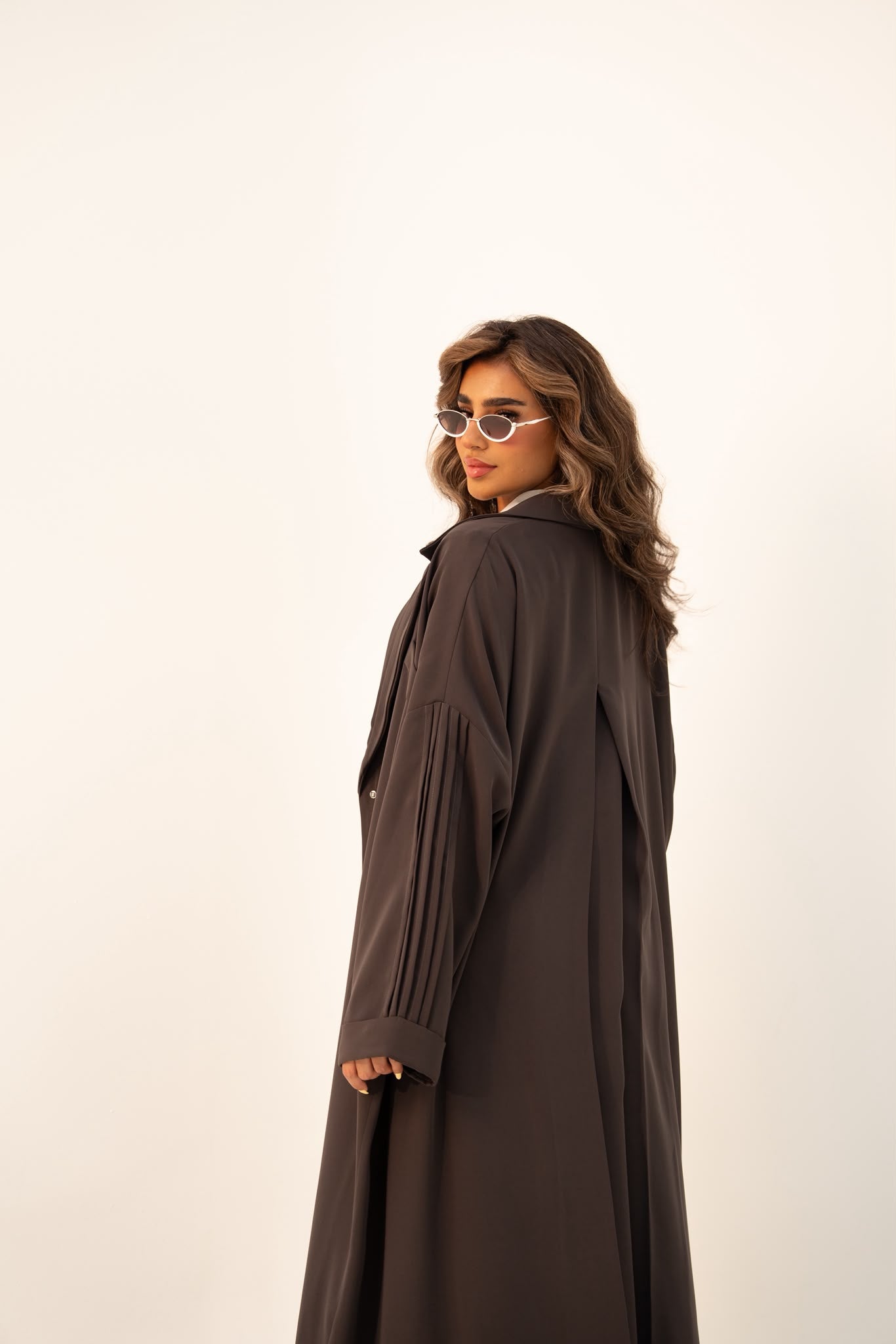Brown crepe abaya, free size. C:6810