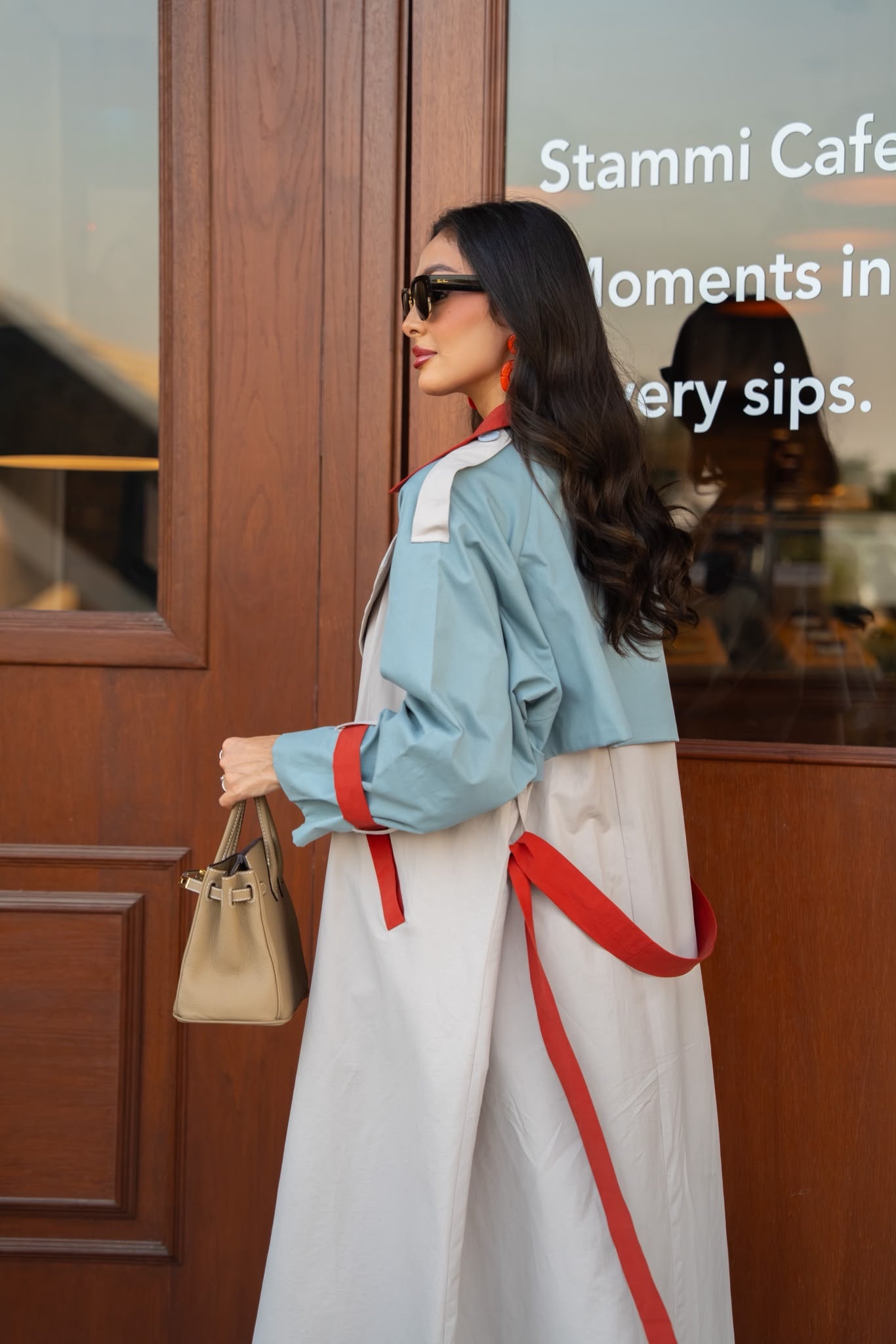 Gray trench coat.C:6815
