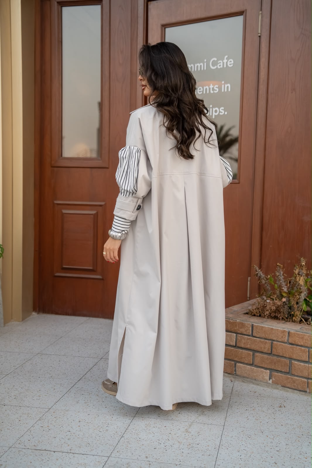 Light beige cotton trench coat.C:6816