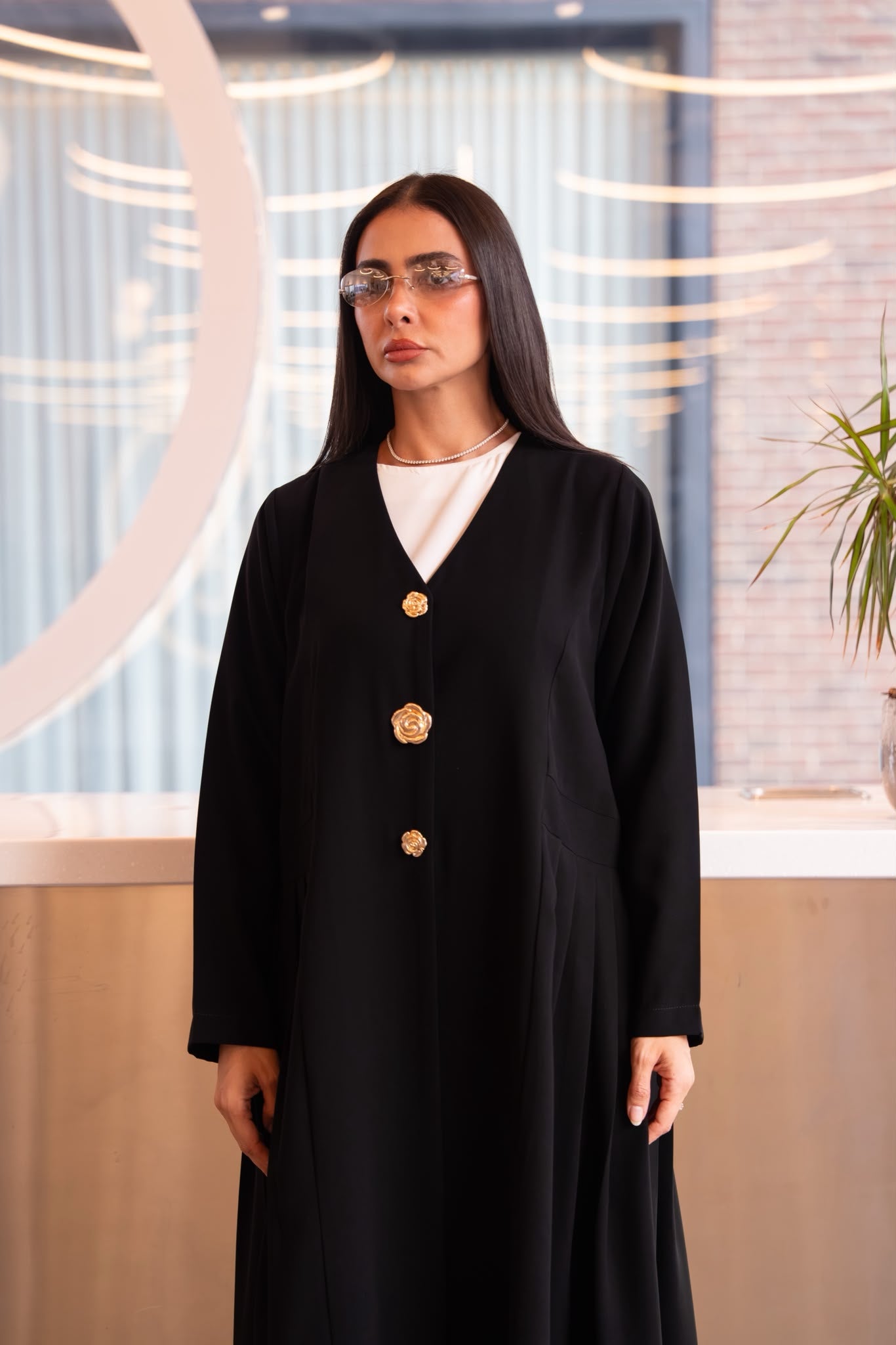 black crepe abaya.C:6814