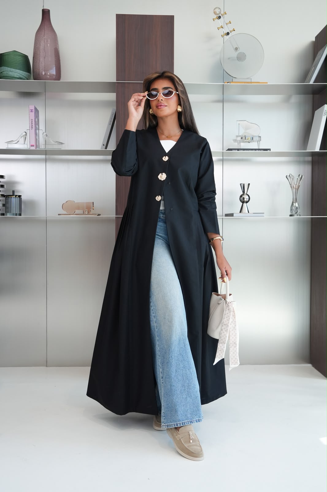 black crepe abaya. C:6814