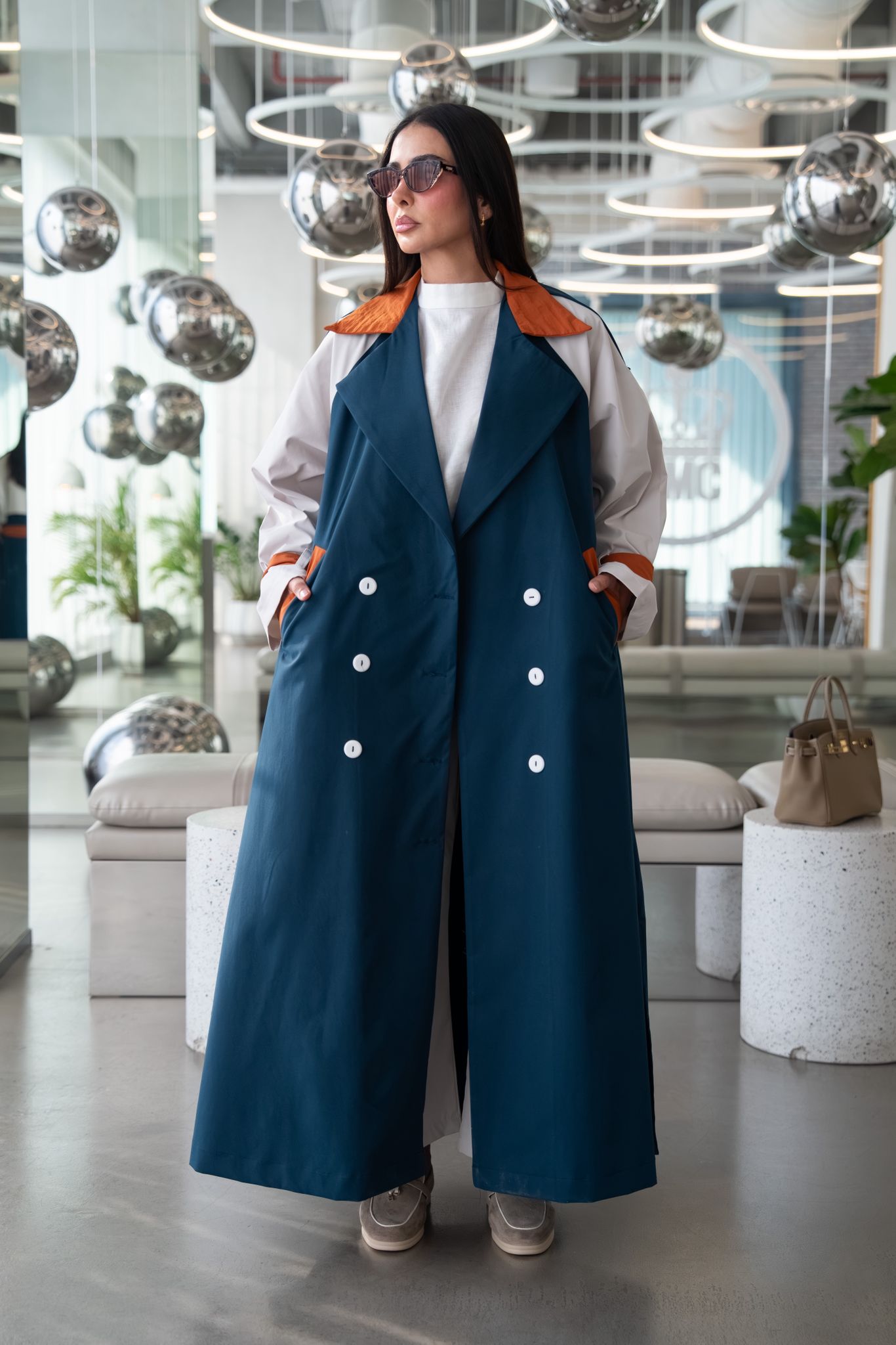 Dark blue trench coat. C:6815
