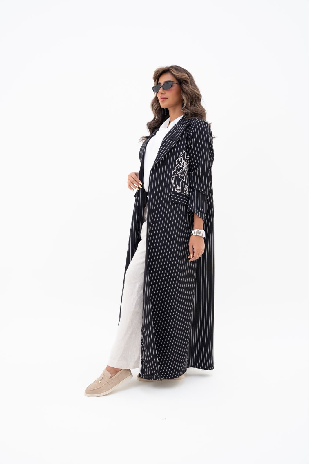 Crepe blazer abaya with embroidery.C:6812