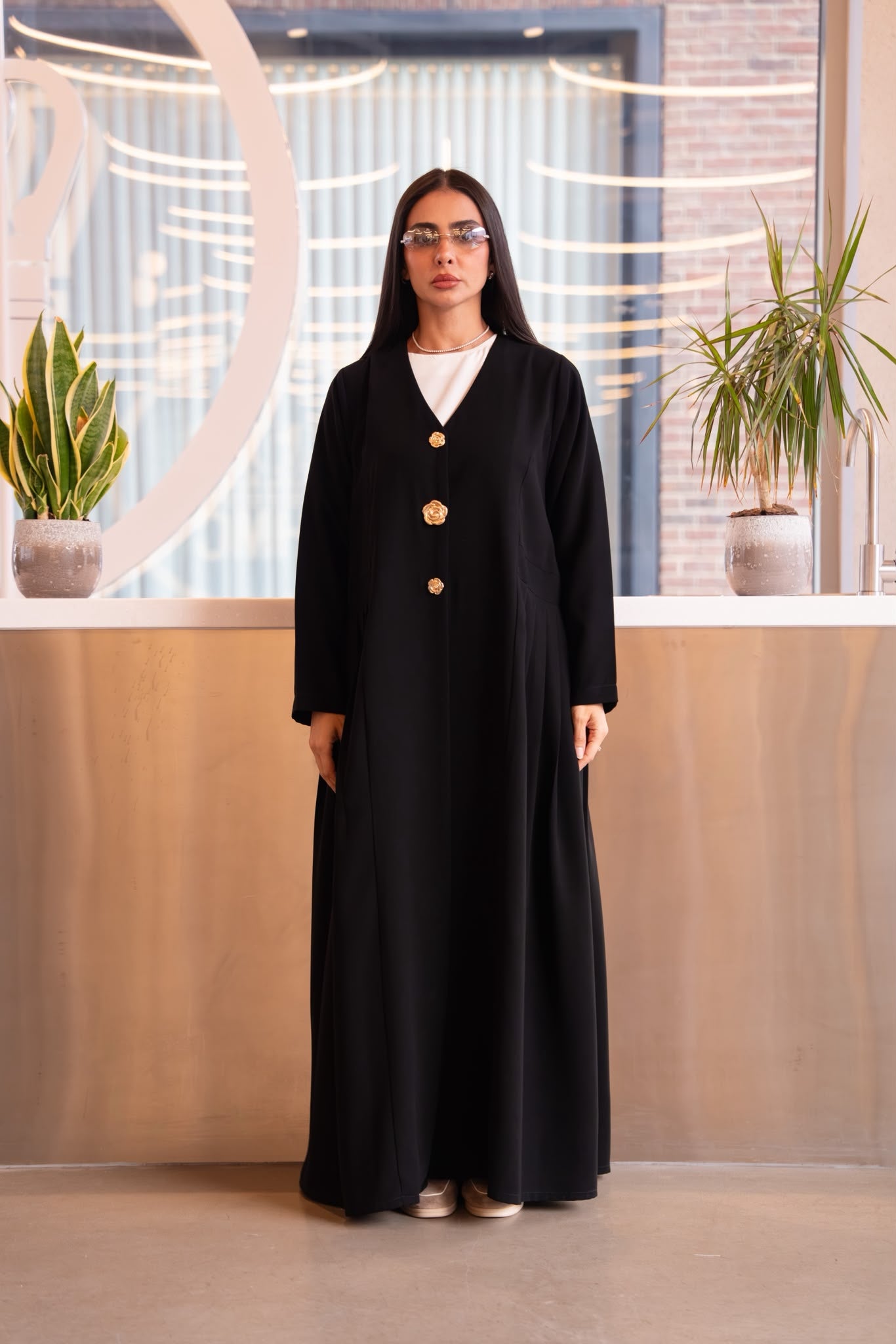 black crepe abaya.C:6814