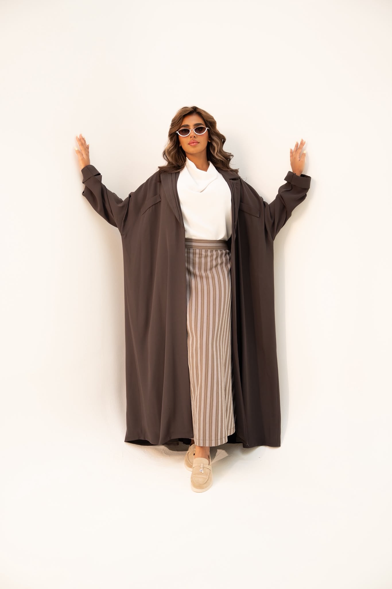 Brown crepe abaya, free size. C:6810