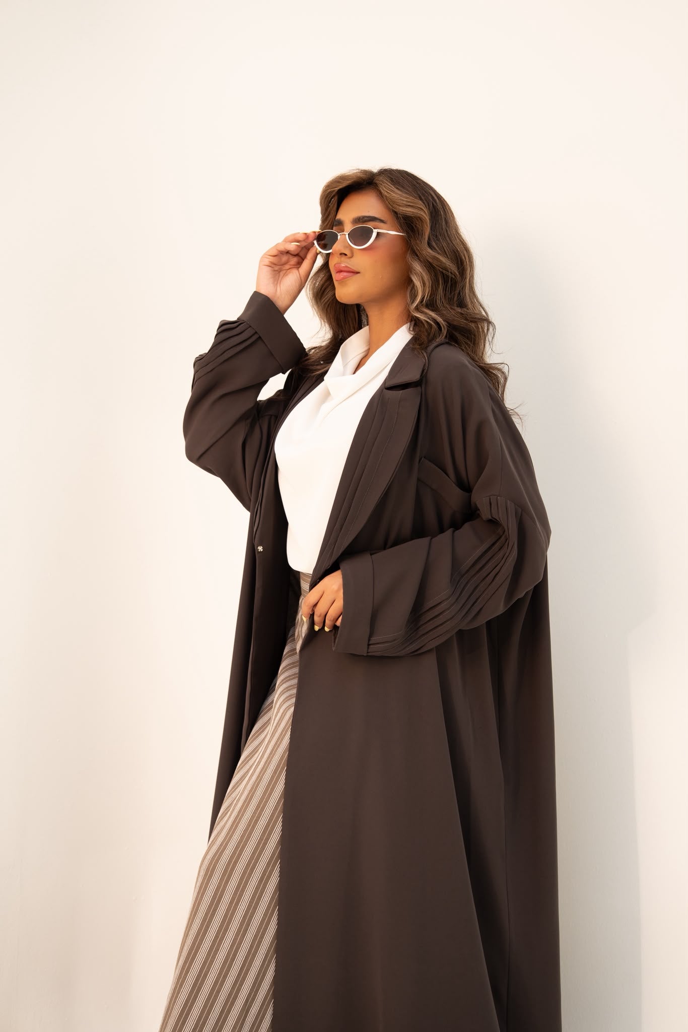 Brown crepe abaya, free size. C:6810