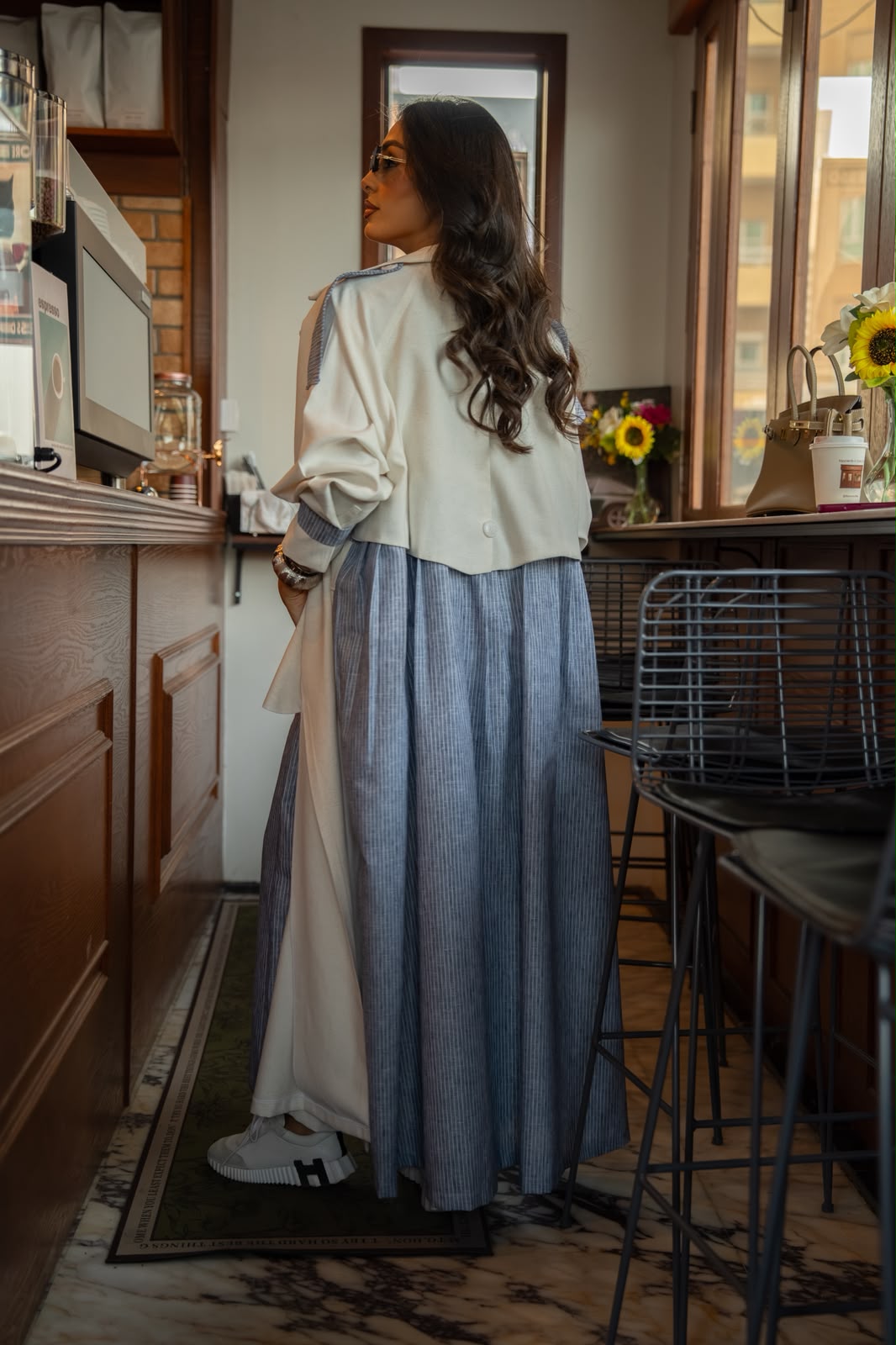 Blazer abaya made of linen and cotton.C:6815