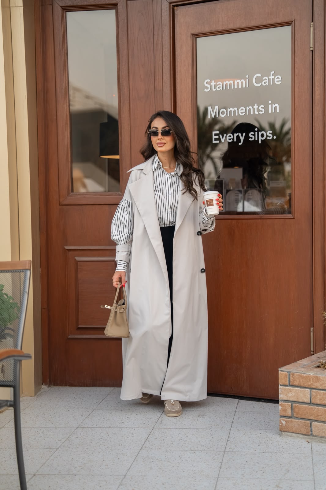 Light beige cotton trench coat.C:6816
